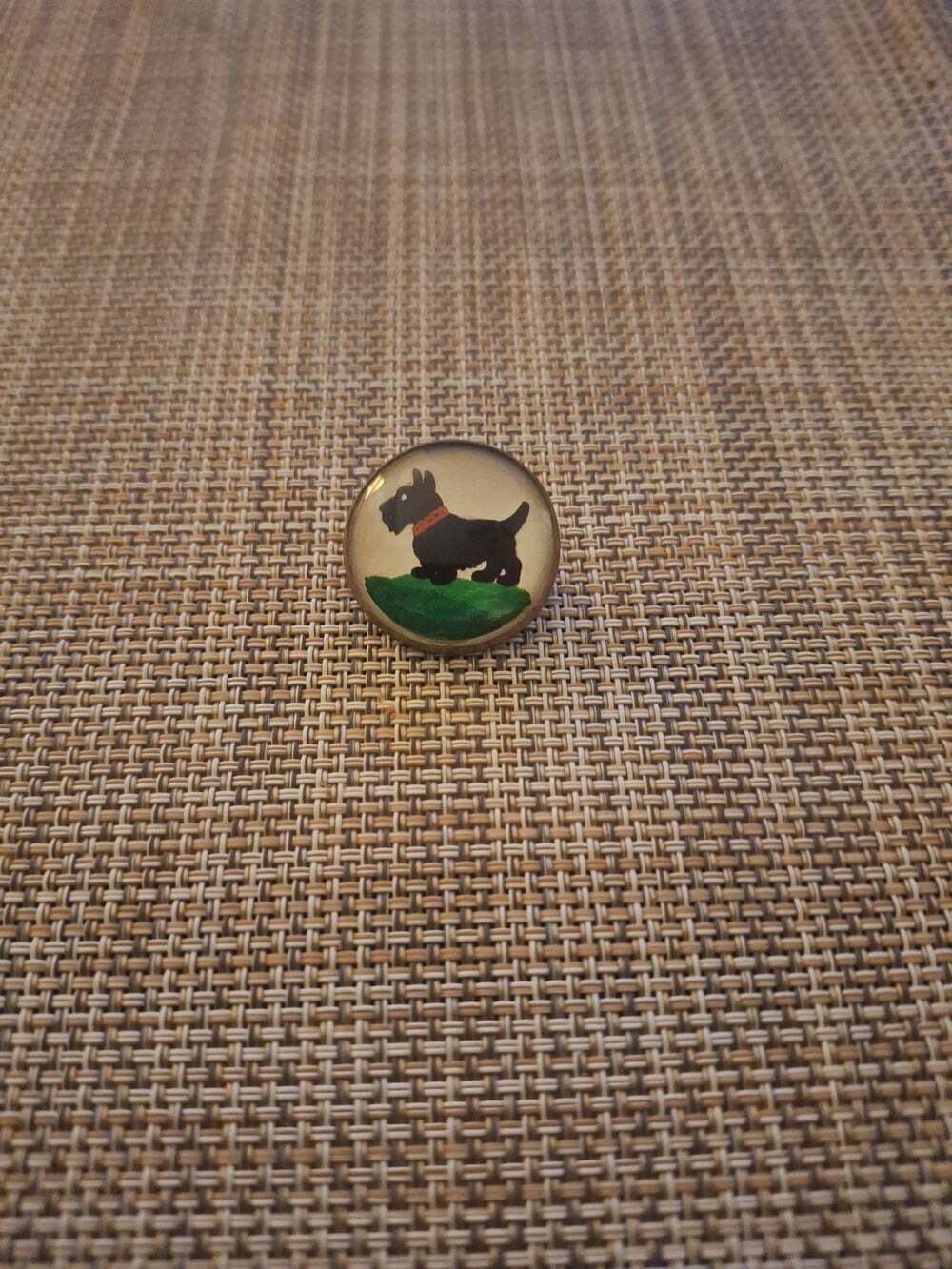 Vintage Scottish Terrier Glass Dome Pin